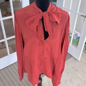 Rust colored BCBGMAXAZRIA long sleeve blouse